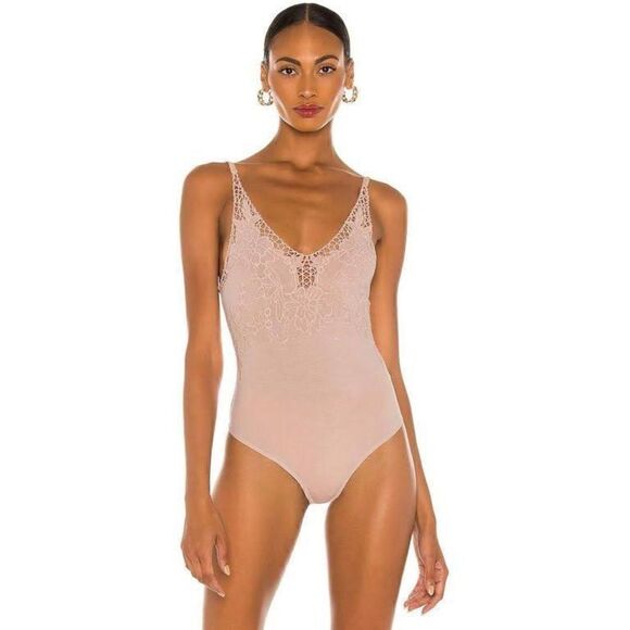 Free People Women’s Lea Floral Embroidery Bodysuit – Pearl Pink – Size S NWT - Picture 7 of 10
